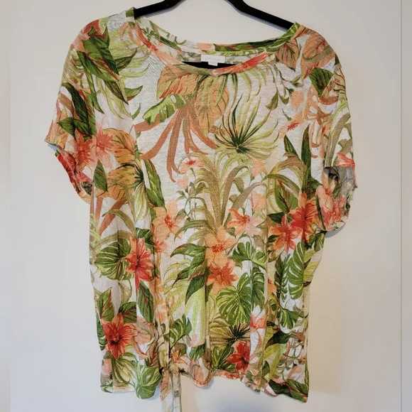 J. Jill love linen tropical blouse - Picture 1 of 1